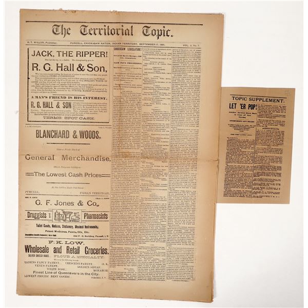Territorial Topic, Land Run of 1891 & Rare Broadside [193862]