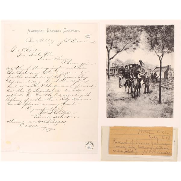 Outlaw Frank James Reward Letter & Receipt 1908 [182468]
