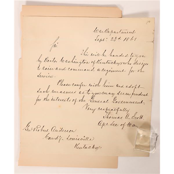 Lincoln: Thomas A. Scott Autographed Letter [182508]