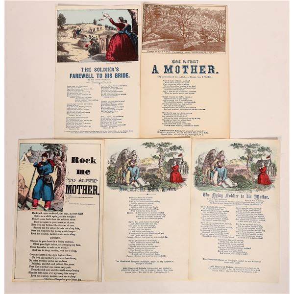 Civil War Songsheets w/Mother in Title (5) Different [182366]
