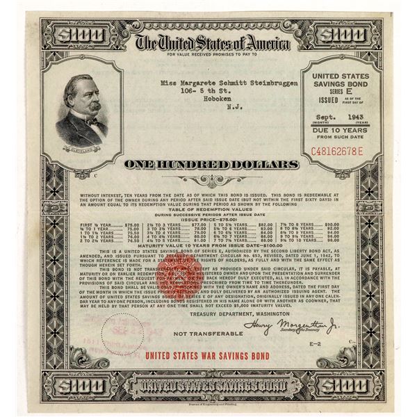 $100 U. S. Savings Bond [186395]