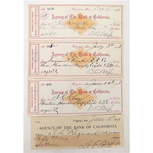 D L Bliss Signature on 4 Checks, 1878 [193746]