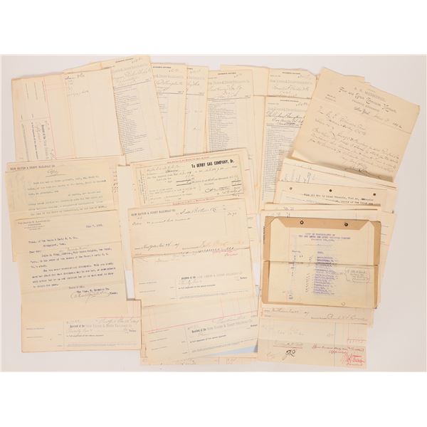 New Haven & Derby RR Papers c1887-92 (about 40) [180593]