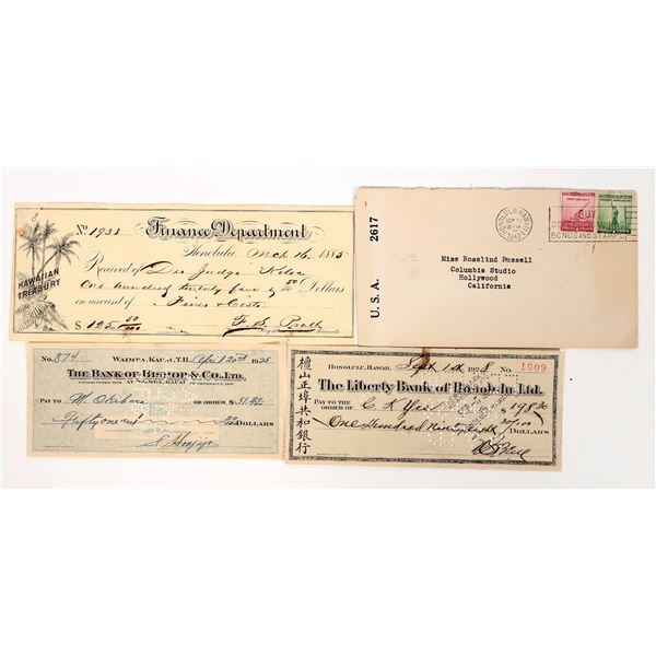 Hawaiian Checks & Postal Cover [193993]