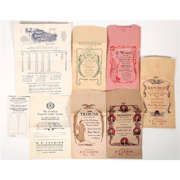 B E Calkins Paper Bag Samples and Price Lists [194118]