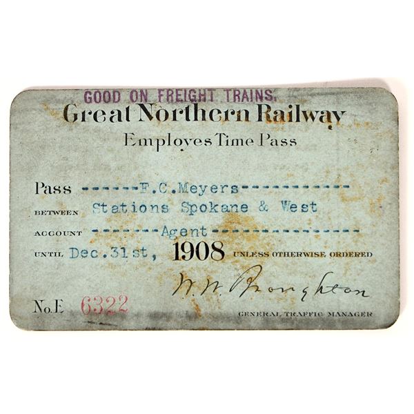 Great Northern RWY Pass 1908 [180382]