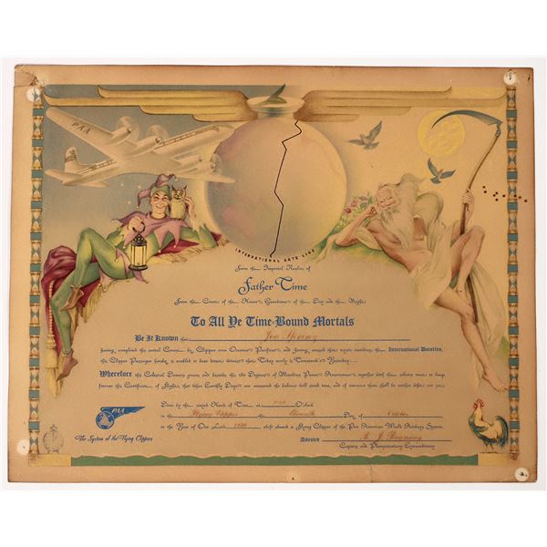 PanAm Airways Date Line Crossing Certificate, 1949 [193228]