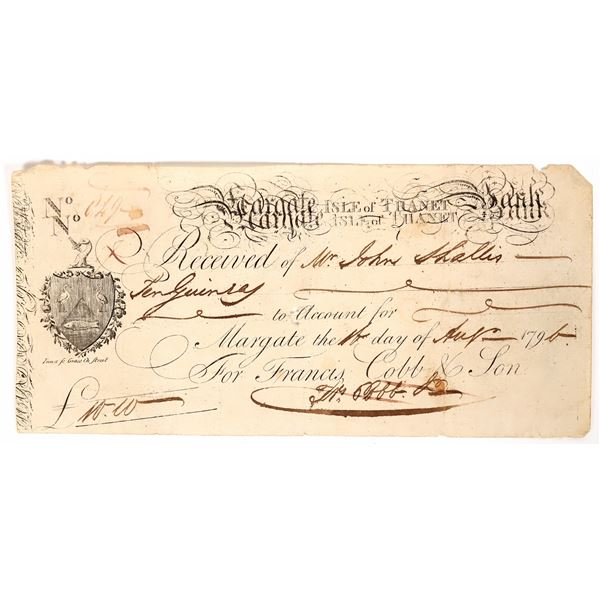 Margate Isle of Thanet 1796 Banking Receipt [193393]