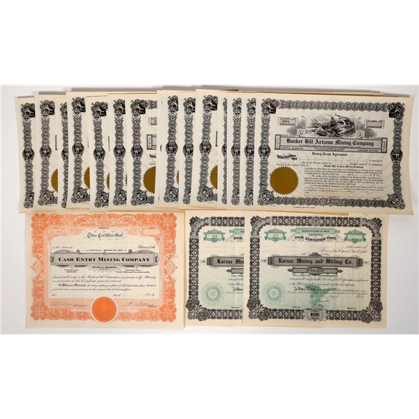 Arizona Unissued Mining Stocks, 3 Different, 24 Total [194105]