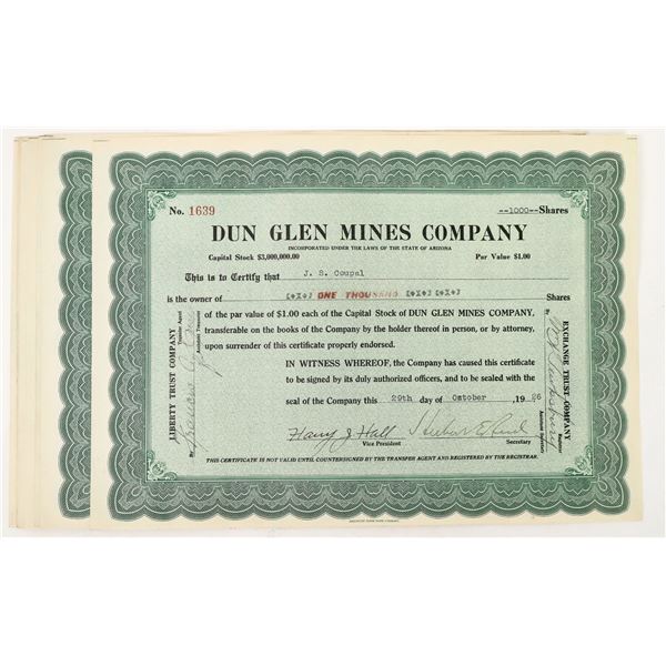 Dun Glen Mines Stocks, 8, 1926-27 [193777]