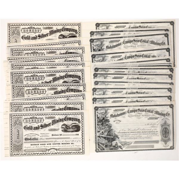 Calaveras Mine Stock Certificates (20) [192969]