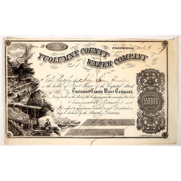 Tuolumne County Water Co. Stock, John Sine Signature [192204]