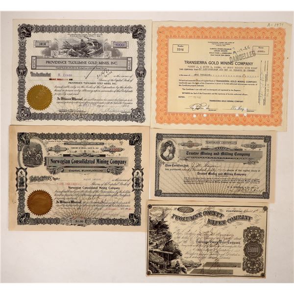 Mine Stock Certs (5) [192719]