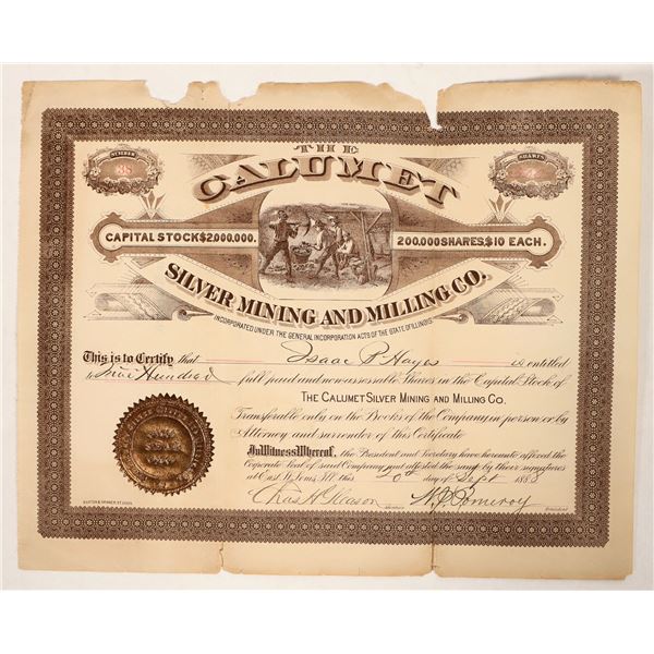 Calumet Silver Mining & Milling Co. Stock ,1888 [192044]
