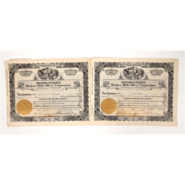 Broken Hills Silver Corporation Stock Certificates (2) [193801]