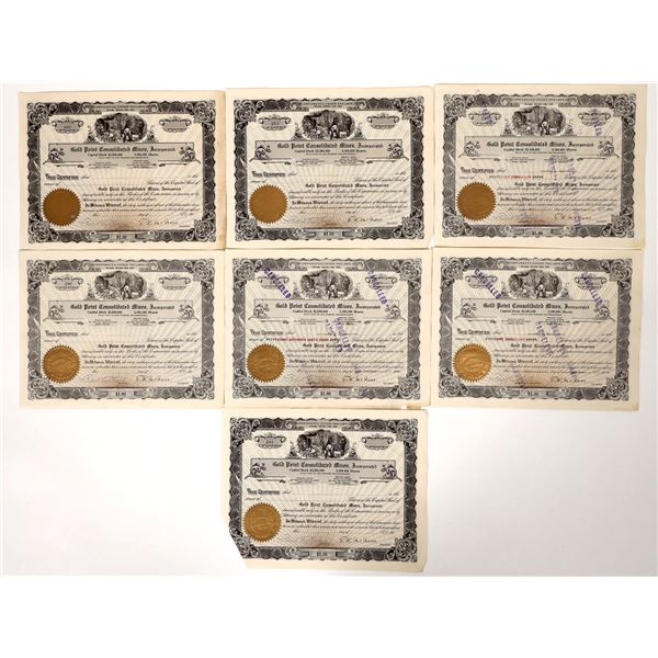 Gold Point Consolidated Mines Stock Certificates  (7) [193803]