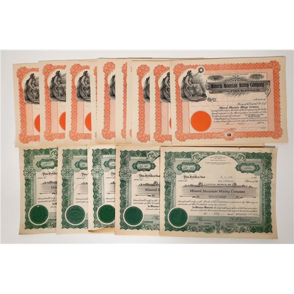Mineral Mountain Mining Stocks, 2 Different, [194102]