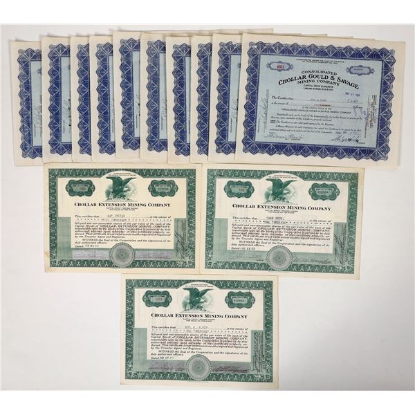 Chollar Mine Stocks, 2 Different, 13 Total [193923]