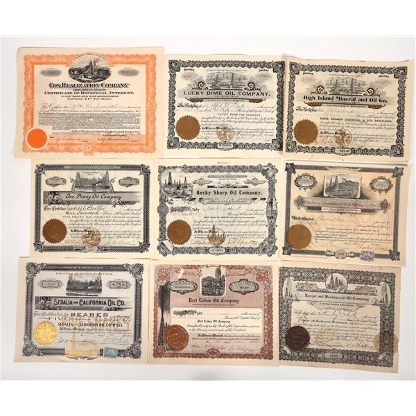 California & Texas Stocks with Oil Vignettes, 9, 1901-23 [192801]