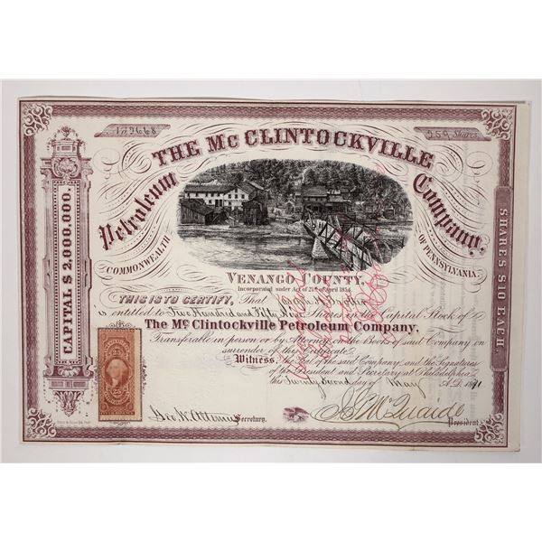 McClintockville Petroleum Company Stock Certificate (Purple Variety) [194064]