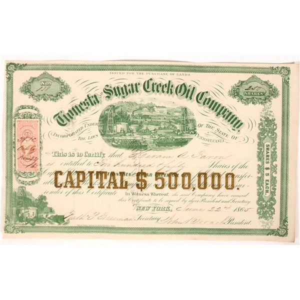 Civil War-Era Tionesta & Sugar Creek Oil Stock [192020]