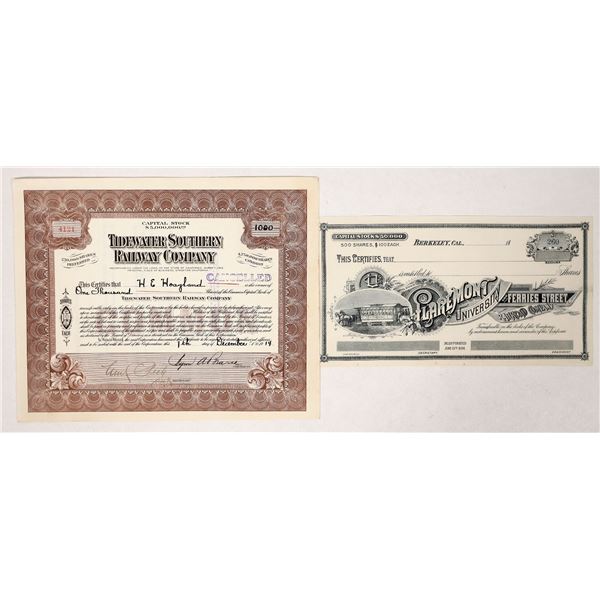 Pair of California Railway Stocks, 189X-1914 [192007]