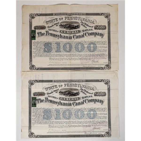Pennsylvania Canal Bonds, 1870 Pair [193976]