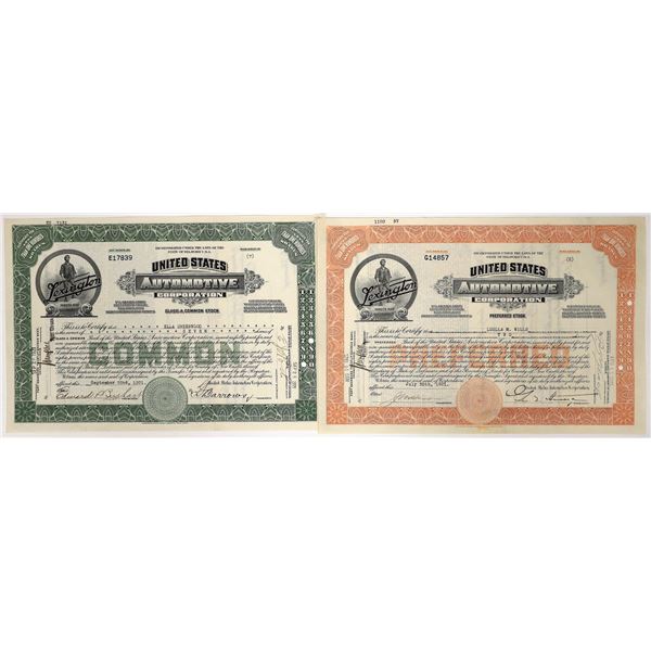 United States Automotive, 2 Different Stocks, 1920 [192772]