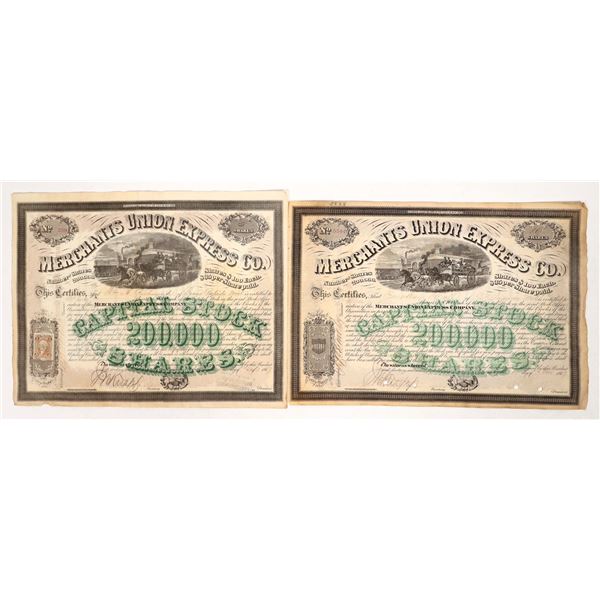 Merchants' Union Express Co. stock pair, 1867 [192160]
