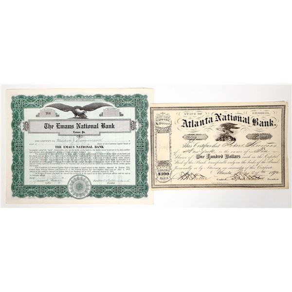 Pair of National Bank Stocks, 1872-1937 [192561]