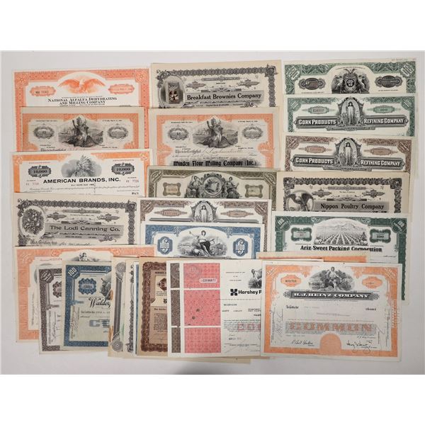Food Company Stocks, Group of 25, 1908-1977 [192241]
