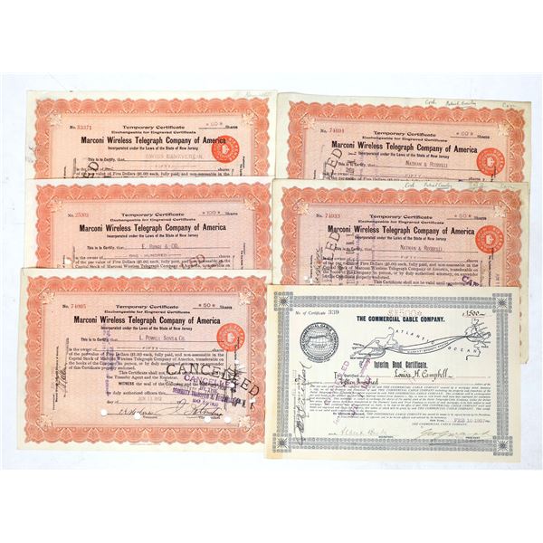 Commercial Cable Co & Marconi Wireless Telegraph Early Stocks, 6 [191172]