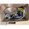 Image 3 : BOX OF ASSORTED HARDWARE, ELECTRONICS, TRAILER PLUGS.
