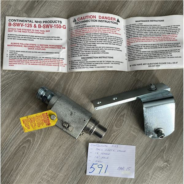 Continental NH3 back check valve - new