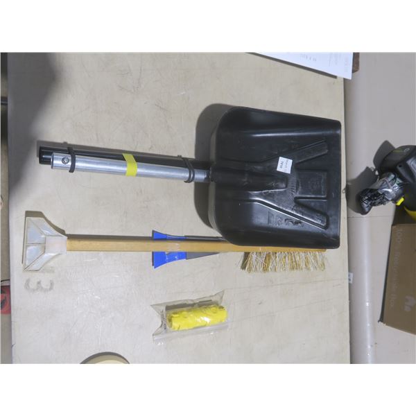 shovel, snow brush, male and female cord ends