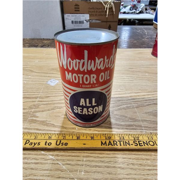 Vintage Woodward's Motor Oil 1 Quart Full