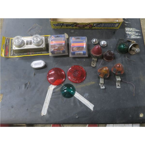 lot of marker lights and reflectors