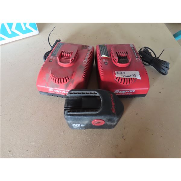 2 snap on chargers and a snap on 18v high output battery