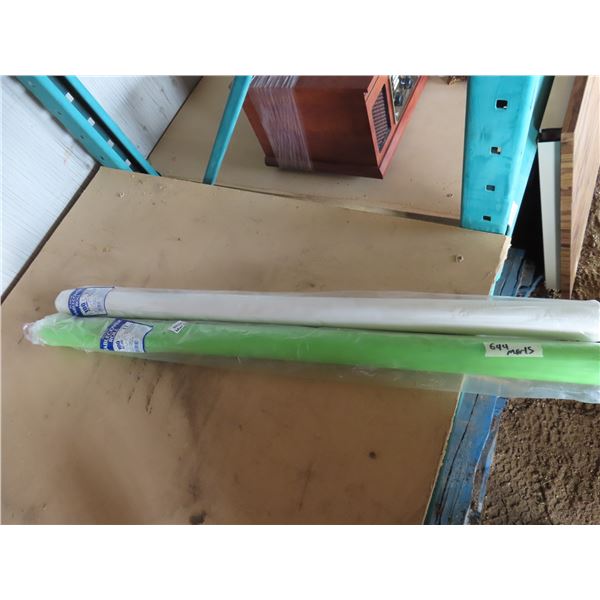 2 plastic table cover rolls green and white unused 40"x100ft