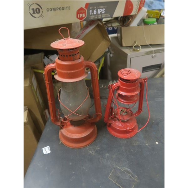 two vintage oil lanterns