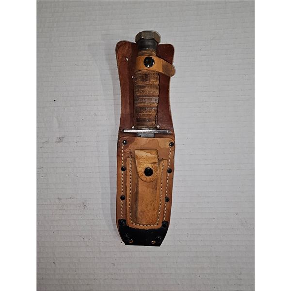 Vintage Ontario 10/76 pilot survival knife with original leather sheath