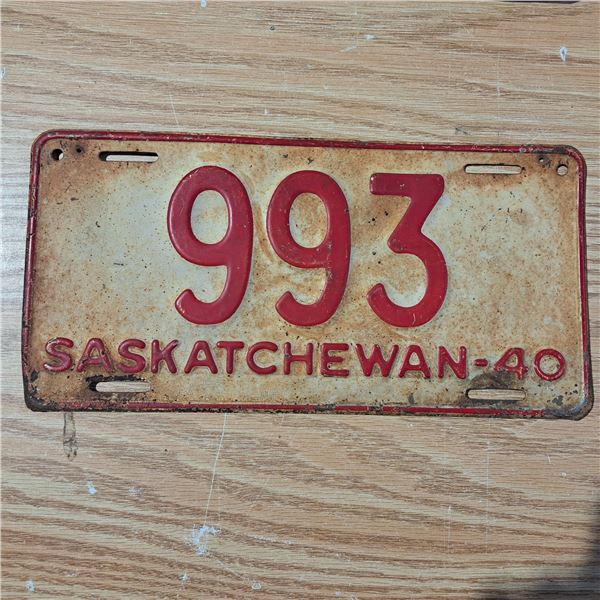 licence plate Sask 3 digit