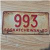 Image 1 : licence plate Sask 3 digit