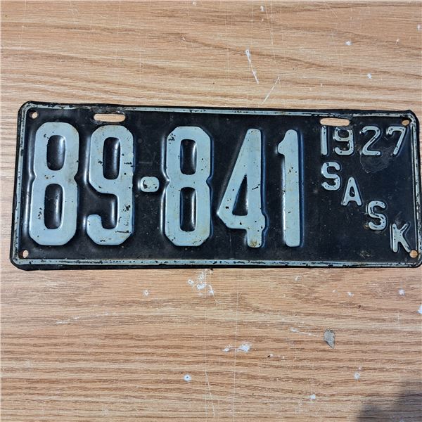 licence plate Sask 1927 5 digit