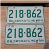 Image 1 : licence plate Sask 1966 6 digit pair
