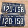 Image 1 : licence plate Sask 1962 6 digit pair
