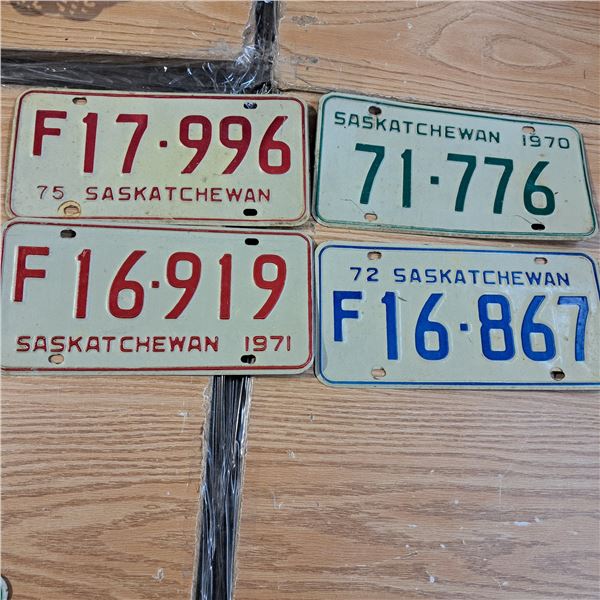 4 licence plates Sask various years