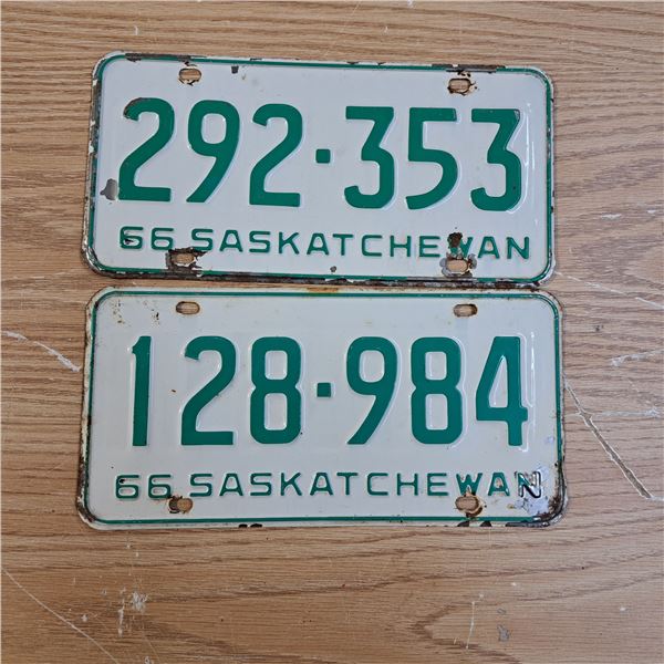 6 licence plate Sask 1966 6 digit