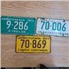 Image 1 : 3 licence plates Sask one 4 digit and two 5 digits