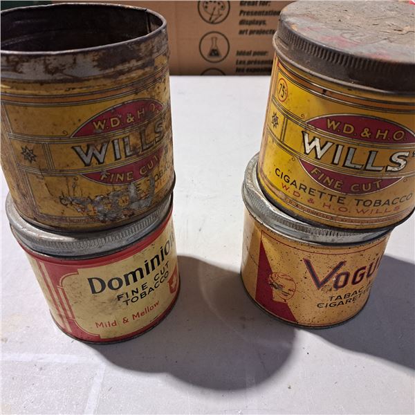4 tobacco tins various names